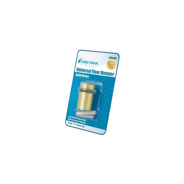 2 Height Round Universal Floor Bumper Polished Brass Blister Pack
